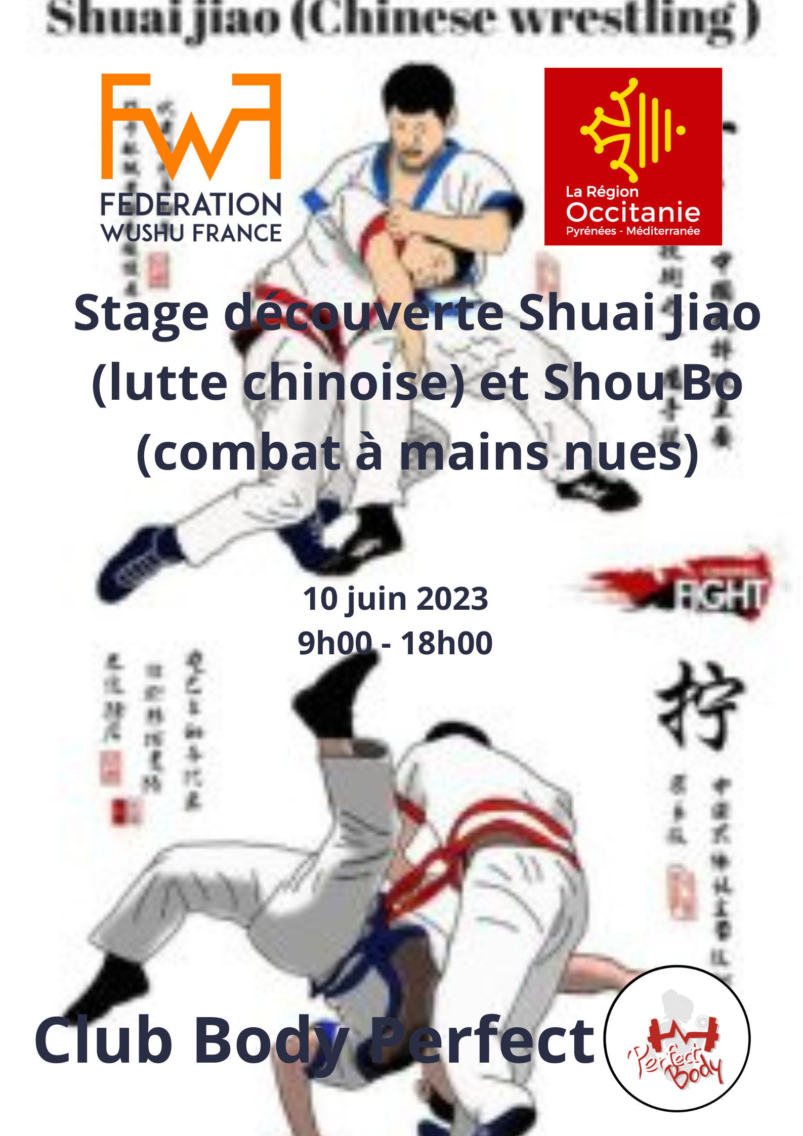 Stage découverte Shuai Jiao (lutte chinoise) et Shou Bo (combat à mains nues)